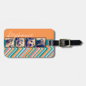 フォトコラージュとオレンジとティール(緑がかった色)山形 ラゲッジタグ (正面横)