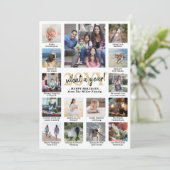 フォトコラージュとキャプションWhat a Year金ゴールド白 シーズンカード (スタンド正面)