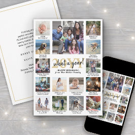 フォトコラージュとキャプションWhat a Year金ゴールド白 シーズンカード