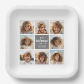 フォトコラージュとグレーセンター文字領域 ペーパープレート (正面)