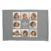 フォトコラージュとグレーセンター文字領域 枕カバー (正面)