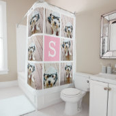フォトコラージュとピンク独身のモノグラム シャワーカーテン (インサイチュ)