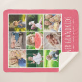 フォトコラージュと孫カスタムの名前 | ピンク シェルパブランケット (正面(横))