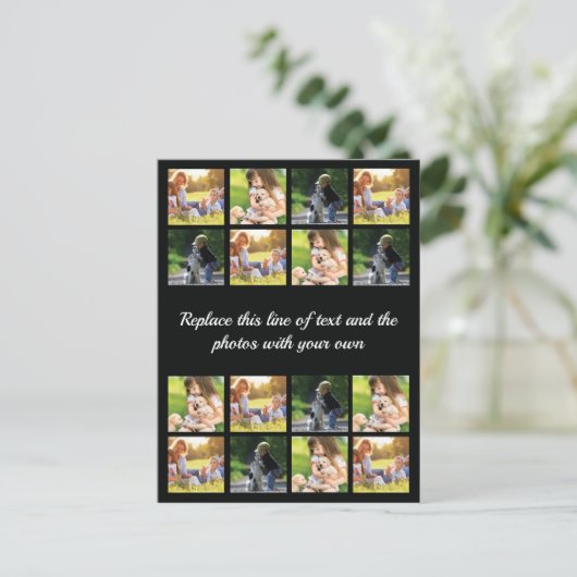 フォトコラージュと文字アナウンスの個人用設定 案内ポストカード (スタンド正面)