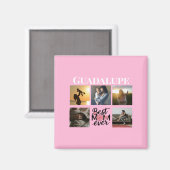 フォトコラージュと母の名前ピンク マグネット (正面/裏面)