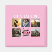 フォトコラージュと母の名前ピンク マグネット (正面)