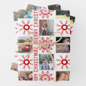 フォトコラージュと赤い雪片メリークリスマス ラッピングペーパーシート (インサイチュ)