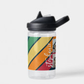 フォトコラージュと4枚の写真カラフルレトロストライプ ウォーターボトル (左面)