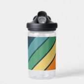 フォトコラージュと4枚の写真カラフルレトロストライプ ウォーターボトル (正面)