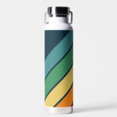 フォトコラージュと4枚の写真カラフルレトロストライプ ウォーターボトル (正面)