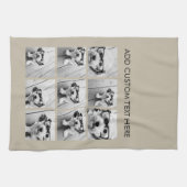 フォトコラージュと9つの正方形の写真 – Taupe キッチンタオル (横)