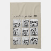 フォトコラージュと9つの正方形の写真 – Taupe キッチンタオル (縦)