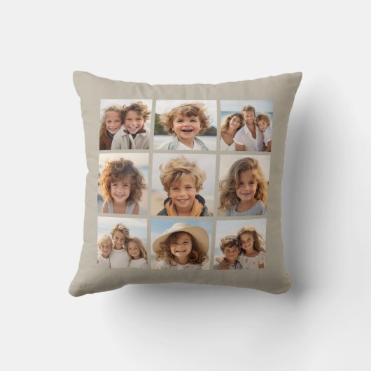 フォトコラージュと9つの正方形の写真 – Taupe クッション (裏面)