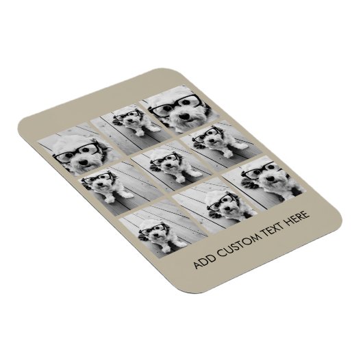 フォトコラージュと9つの正方形の写真 – Taupe マグネット (右側)