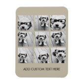 フォトコラージュと9つの正方形の写真 – Taupe マグネット (縦)