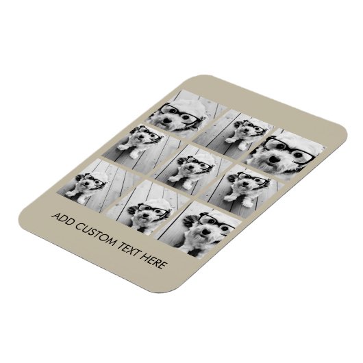 フォトコラージュと9つの正方形の写真 – Taupe マグネット (左側)
