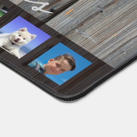 フォトコラージュのウッドルックファミリー名 デスクマット (コーナー)