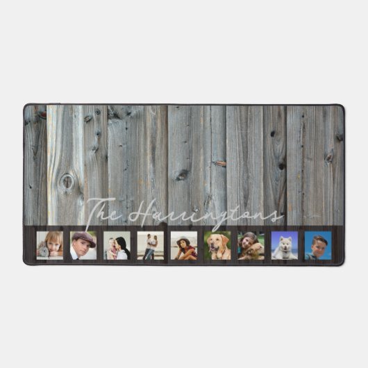 フォトコラージュのウッドルックファミリー名 デスクマット (正面)