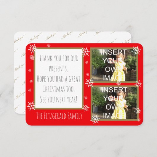 フォトコラージュのカスタムパーソナライズされた、 サンキューカード (正面/裏面)