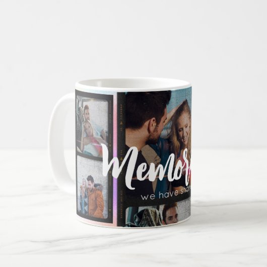 フォトコラージュのカップルのロマンチックモダンなエレガント5 コーヒーマグカップ (正面左)
