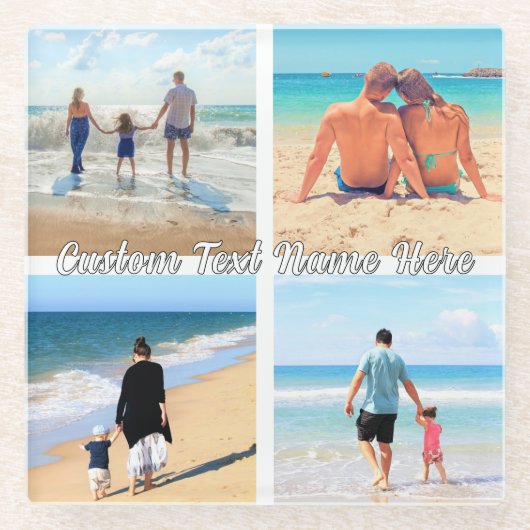 フォトコラージュのガラスコースターとカスタム文字 ガラスコースター (正面)