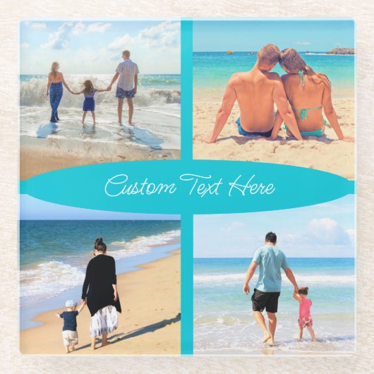 フォトコラージュのガラスコースターとカスタム文字 ガラスコースター (正面)