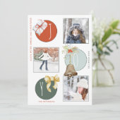 フォトコラージュのクリスマスおもしろいカラフルの喜び シーズンカード (スタンド正面)