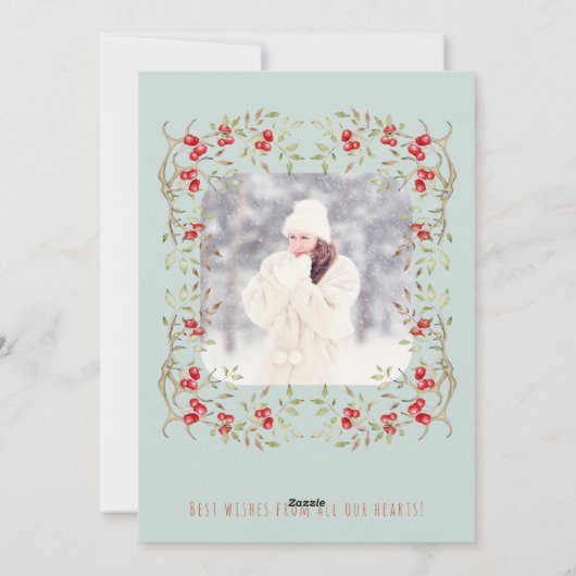 フォトコラージュのクリスマスおもしろいカラフルの喜び シーズンカード (裏面)