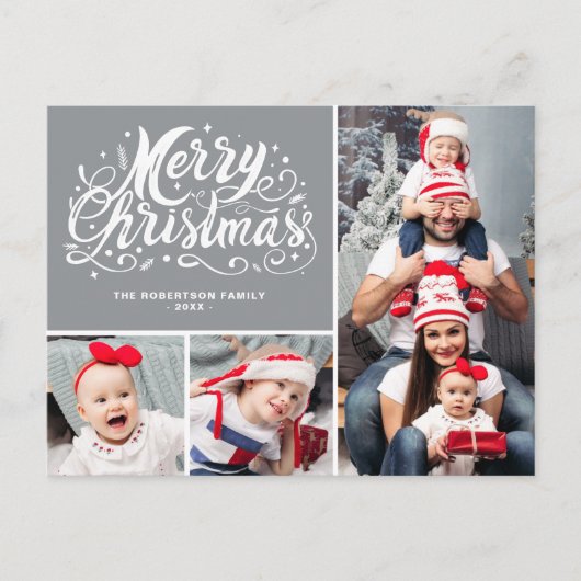 フォトコラージュのクリスマスの願い休日 ポストカード (正面)