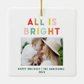 フォトコラージュのクリスマスレインボーカラフルブライトホー セラミックオーナメント (裏面)