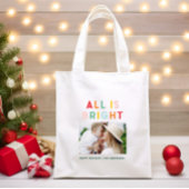 フォトコラージュのクリスマスレインボーカラフルブライトホー トートバッグ