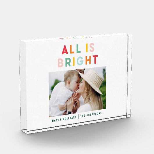 フォトコラージュのクリスマスレインボーカラフルブライトホー フォトブロック (左)