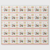 フォトコラージュのクリスマスレインボーカラフルブライトホー ラッピングペーパー (フラット)