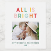 フォトコラージュのクリスマスレインボーカラフルブライトホー ワインラベル (シングルラベル)