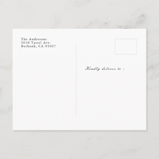 フォトコラージュのグラデーションの卒業発表 案内ポストカード (裏面)