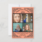 フォトコラージュのコーラルレース – 3x5グラッド発表 招待状 (正面)