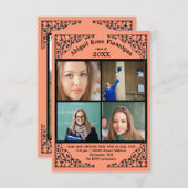 フォトコラージュのコーラルレース – 3x5グラッド発表 招待状 (正面/裏面)