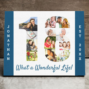 フォトコラージュのセット番号18青カスタム白 キャンバスプリント