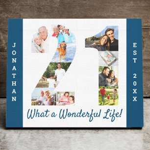 フォトコラージュのセット番号21青カスタム白 キャンバスプリント