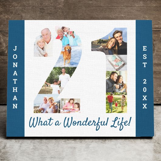 フォトコラージュのセット番号21青カスタム白 キャンバスプリント