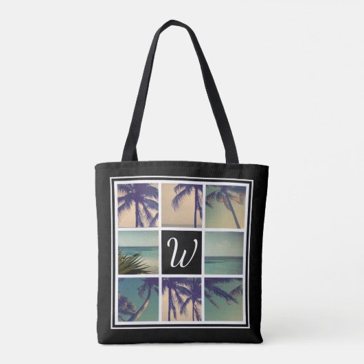 フォトコラージュのトートバッグと名前をカスタムするモノグラム トートバッグ (裏面)