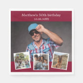 フォトコラージュのブルゴーニュ誕生日パーティー スタンダードランチョンナプキン (正面)