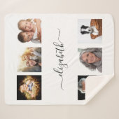 フォトコラージュのホワイトネームスクリプト シェルパブランケット (正面(横))