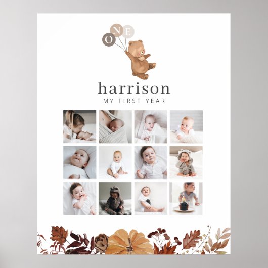 フォトコラージュのポスター – Bear Brown 3バルーン ポスター (正面)