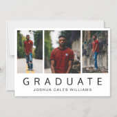 フォトコラージュのミニマルな男の卒業 マグネット招待状 (正面)