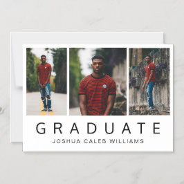 フォトコラージュのミニマルな男の卒業 マグネット招待状