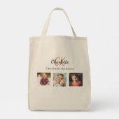 フォトコラージュのモノグラムイニシャル トートバッグ (裏面)