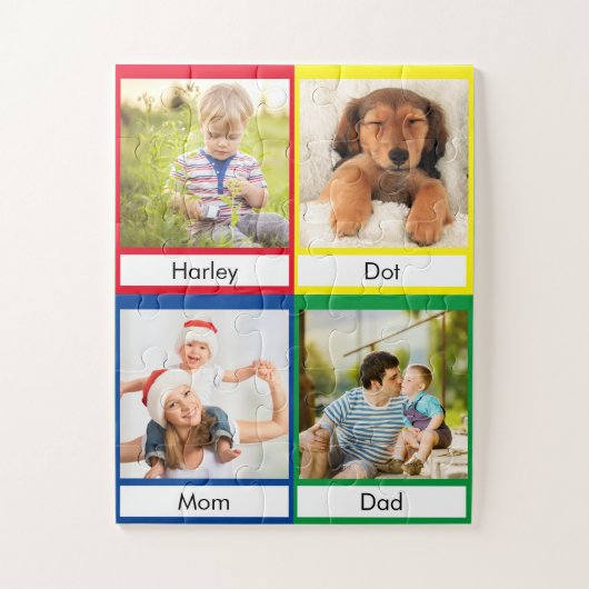 フォトコラージュの原色パーソナライズされた ジグソーパズル (縦)