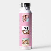フォトコラージュの家族の名前ピンク ウォーターボトル (左面)