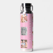 フォトコラージュの家族の名前ピンク ウォーターボトル (正面)